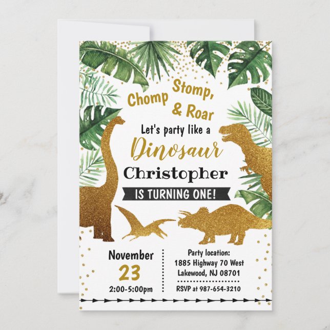 Dinosaur invitation, Dinosaur birthday  Invitation (Front)