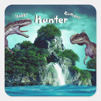 Dinosaur Island Happy Birthday Party    Square Sticker
