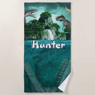 Dinosaur Island Personalised Beach Towel