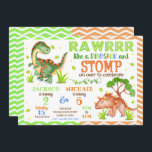 Dinosaur Joint Birthday Invitation for Siblings<br><div class="desc">All designs are © Happy Panda Print</div>