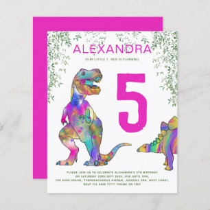 Dinosaur jungle 5th Birthday Party pink budget