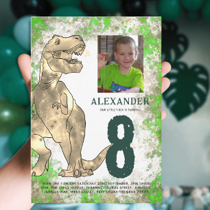 Dinosaur Jungle Birthday Party Photo Modern Invitation