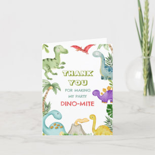 Dinosaur Jungle Birthday Thank You  Card
