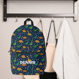 Dinosaur jungle blue brown green printed backpack