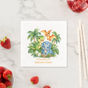 Dinosaur Jungle Boy 1st. Birthday Party Napkin