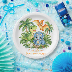 Dinosaur Jungle Boy 1st. Birthday Party Paper Plate