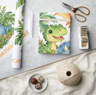 Dinosaur Jungle Boy 1st. Birthday Party Wrapping Paper