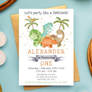 Dinosaur Jurassic Birthday Party Invitation