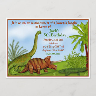 Dinosaur Jurassic Jungle Birthday Invitation