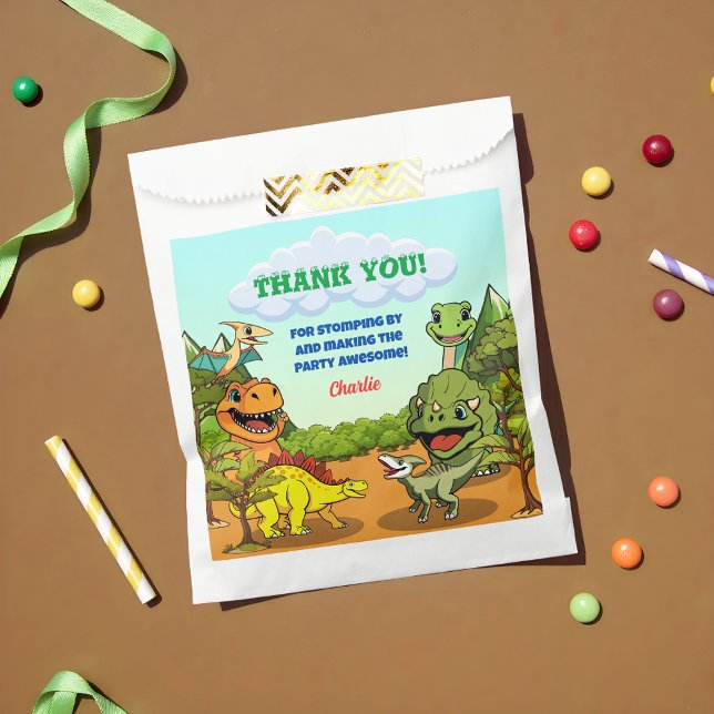Dinosaur Jurassic Prehistoric Cute Cartoon Party Favour Bag (Creator Uploaded)