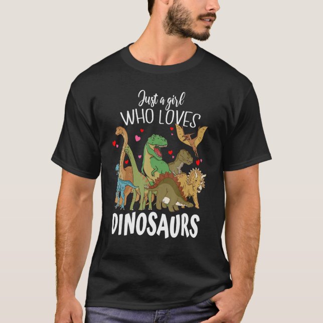 Dinosaur Just a Girl Who Loves Dinosaurs Rex Brach T-Shirt (Front)