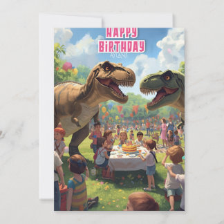 Dinosaur kids birthday card