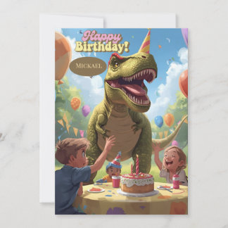 Dinosaur kids birthday card