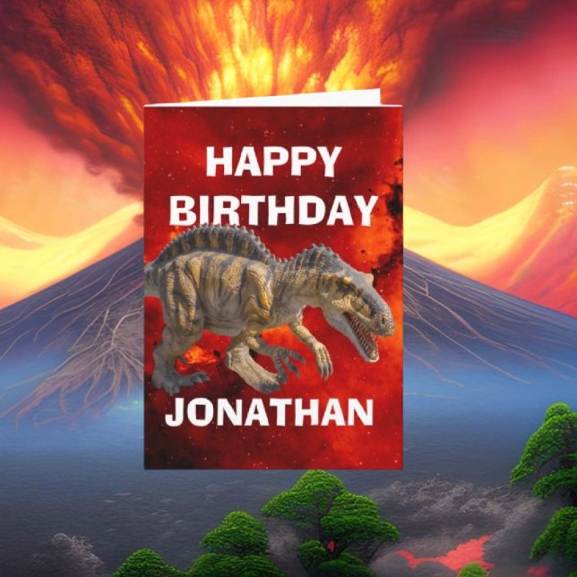 Dinosaur Kids  birthday card (Celebrate in style with our personalized T-Rex party cards! )