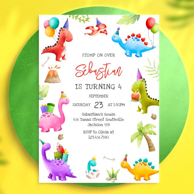 Dinosaur Kids Birthday Invitation (Creator Uploaded)