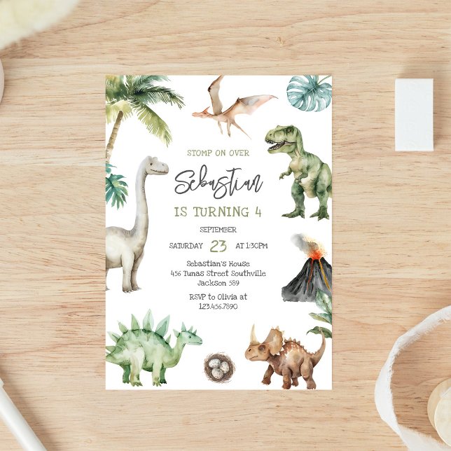 Dinosaur Kids Birthday Invitation (Creator Uploaded)