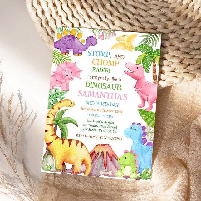 Dinosaur Kids Birthday Invitation (Creator Uploaded)
