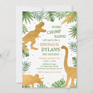 Dinosaur Kids Birthday Invitation