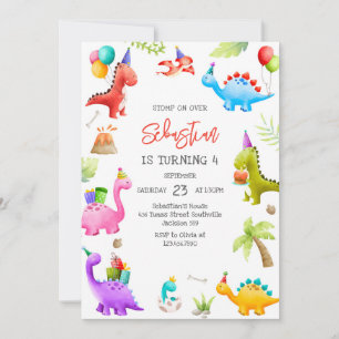 Dinosaur Kids Birthday Invitation