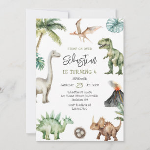 Dinosaur Kids Birthday Invitation