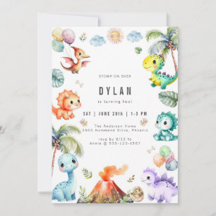 Dinosaur Kids Birthday Party Invitation