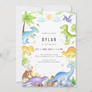 Dinosaur Kids Birthday Party Invitation