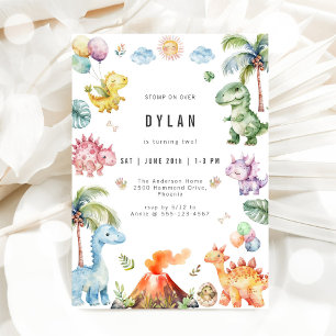 Dinosaur Kids Birthday Party Invitation