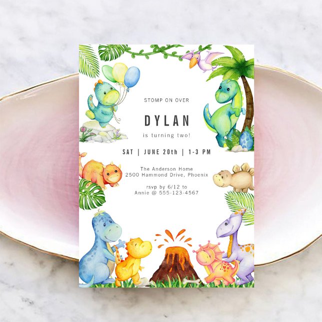 Dinosaur Kids Birthday Party Invitation (Creator Uploaded)