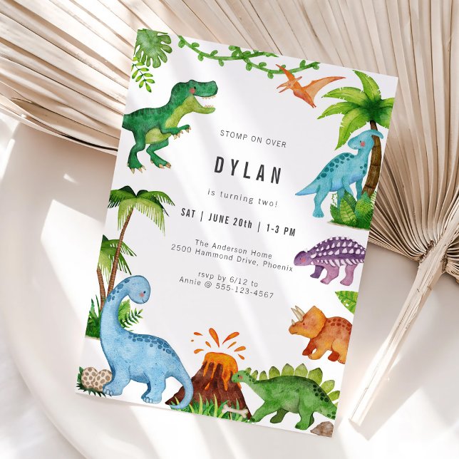 Dinosaur Kids Birthday Party Invitation (Creator Uploaded)