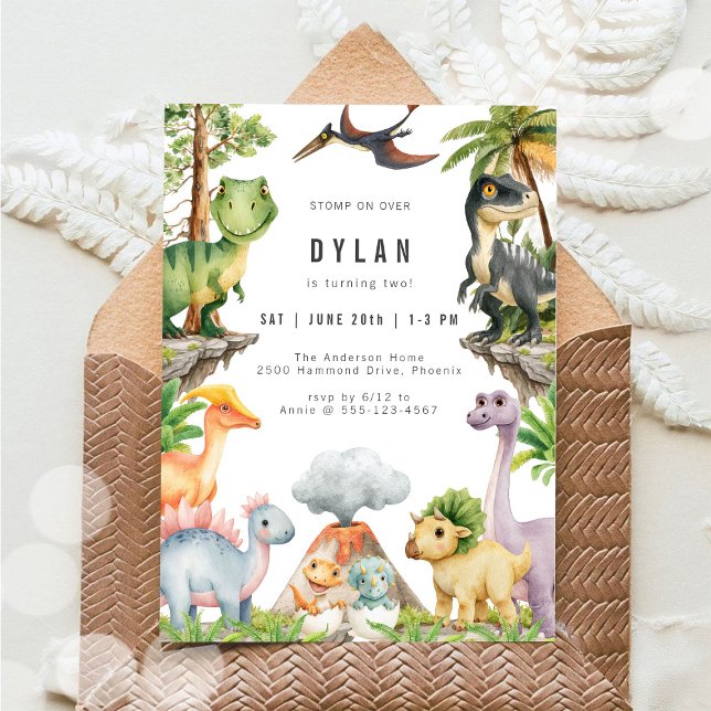 Dinosaur Kids Birthday Party Invitation (Creator Uploaded)