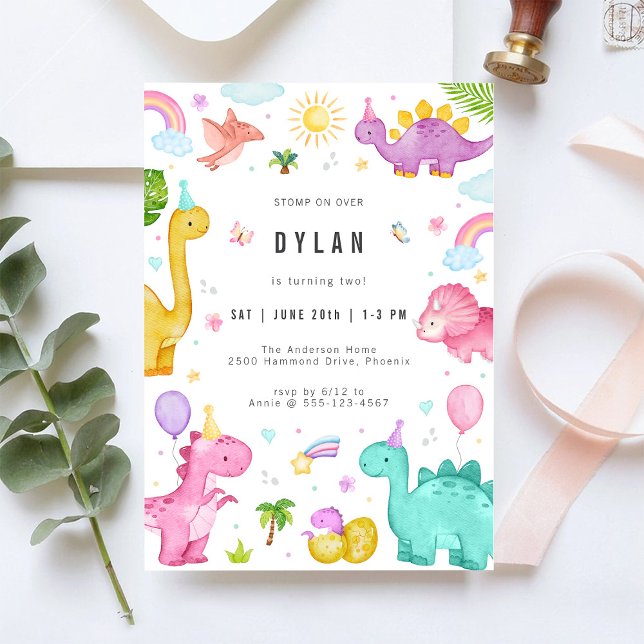 Dinosaur Kids Birthday Party Invitation (Creator Uploaded)