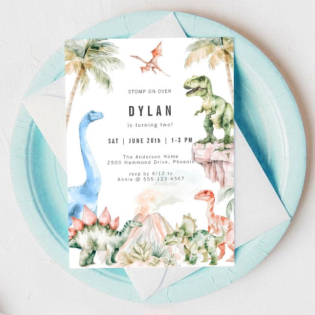 Dinosaur Kids Birthday Party Invitation (Creator Uploaded)