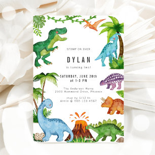 Dinosaur Kids Birthday Party Invitation