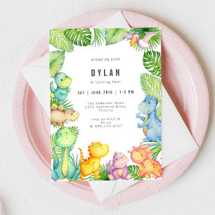 Dinosaur Kids Birthday Party Invitation