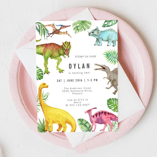 Dinosaur Kids Birthday Party Invitation (Creator Uploaded)