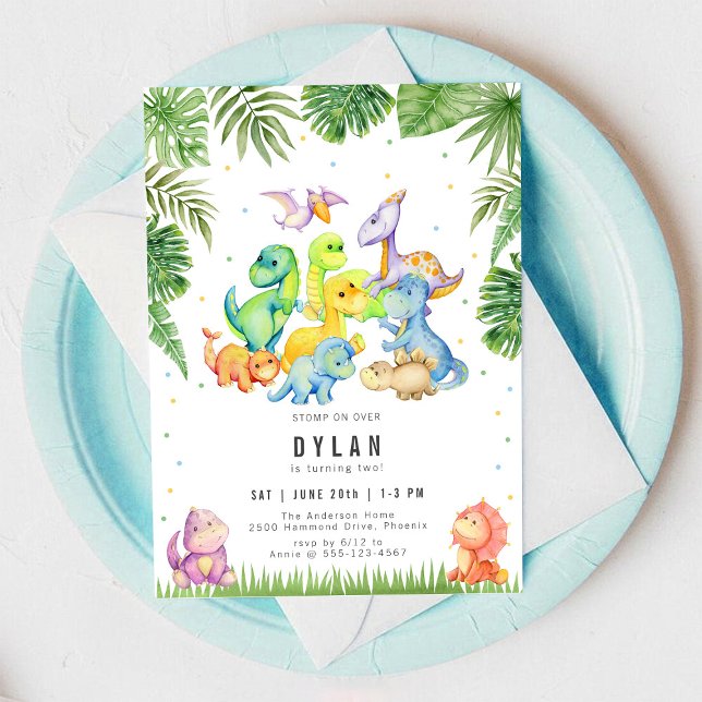 Dinosaur Kids Birthday Party Invitation (Creator Uploaded)