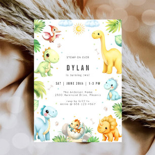 Dinosaur Kids Birthday Party Invitation