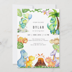 Dinosaur Kids Birthday Party Invitation
