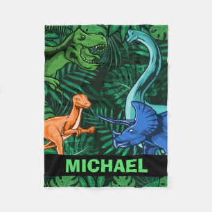 Dinosaur Kids Dino Jurassic Trex Boy Customisable  Fleece Blanket