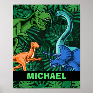 Dinosaur Kids Dino Jurassic Trex Boy Customisable Poster