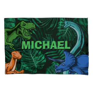 Dinosaur Kids Dino Jurassic Trex Boy Personalised Pillowcase