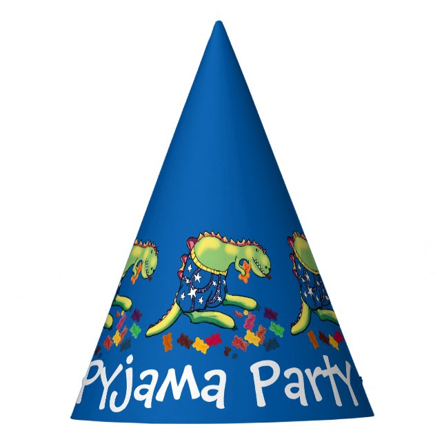 Dinosaur kids pyjama party party hat (Front)