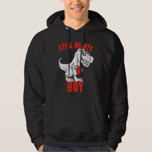 Dinosaur Kids Steal Her Heart Valentine's Day Boy Hoodie