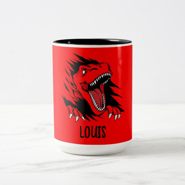 Dinosaur kids Two-Tone coffee mug (Center)