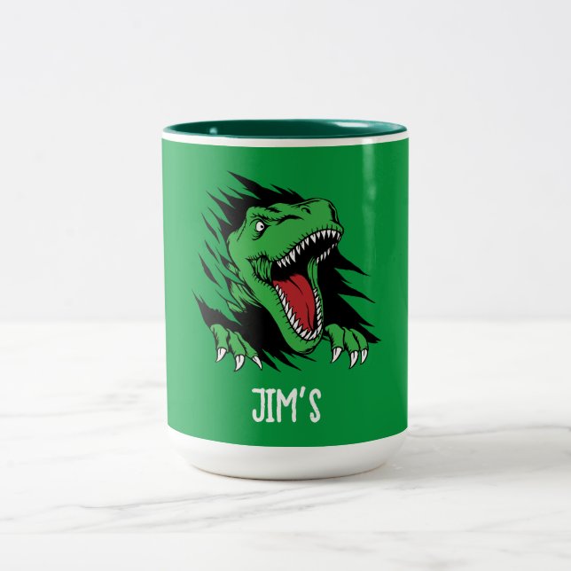 Dinosaur kids Two-Tone coffee mug (Center)