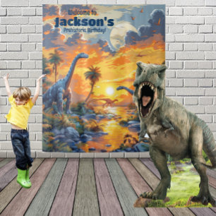 Dinosaur Land Prehistoric Birthday Hanging Tapestry