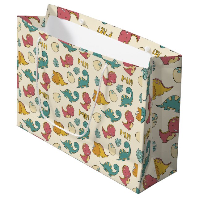 Dinosaur Large Gift Bag (Front Angled)