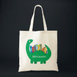 Dinosaur Library Book Tote Bag<br><div class="desc">Your dinosaur loving little one will love to tote their
library books and other goodies around in this 
100% natural canvas tote. Add their name for
a personal touch.</div>