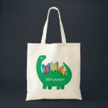 Dinosaur Library Book Tote Bag<br><div class="desc">Your dinosaur loving little one will love to tote their
library books and other goodies around in this 
100% natural canvas tote. Add their name for
a personal touch.</div>