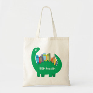 Dinosaur Library Book Tote Bag